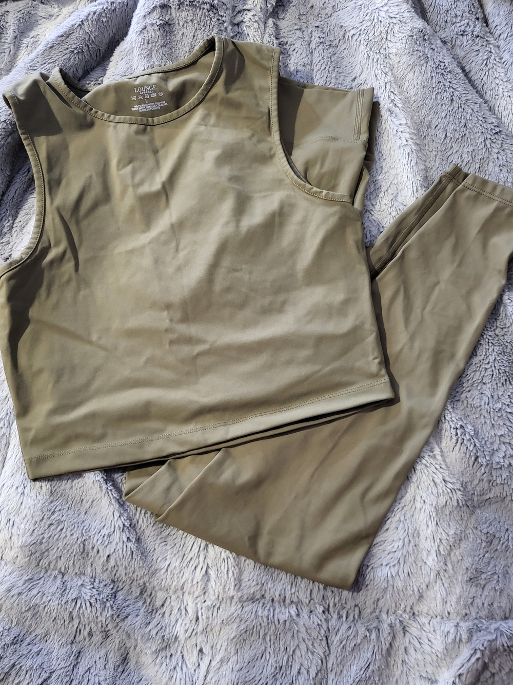 Lounge & Co. Olive Green Sleeveless Crop Top and Leggings Set